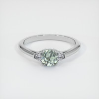 0.94 Ct. Bluish Green Sapphire Ring, 18K White Gold 1