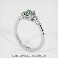 0.94 Ct. Bluish Green Sapphire Ring, 18K White Gold 2