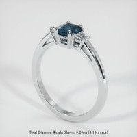 0.61 Ct. Greenish Blue Sapphire Ring, 18K White Gold 2