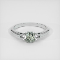 0.71 Ct. Yellowish Green Sapphire Ring, 18K White Gold 1