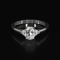 0.78 Ct. White Sapphire Ring, 18K White Gold 1