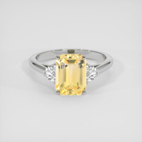 3.02 Ct. Orangish Yellow Sapphire Ring, 18K White Gold 1