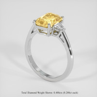3.02 Ct. Orangish Yellow Sapphire Ring, 18K White Gold 2
