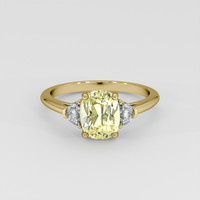 2.08 Ct. Greenish Yellow Sapphire Ring, 14K Yellow Gold 1