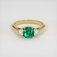 0.92 Ct. Emerald Ring, 18K Yellow Gold 1