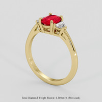 1.03 Ct. Ruby Ring, 18K Yellow Gold 2