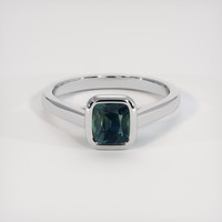 1.14 Ct. Bluish Green Sapphire Ring, Platinum 950 1