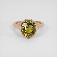 5.46 Ct. Greenish Brown Tourmaline Ring, 18K Rose Gold 1