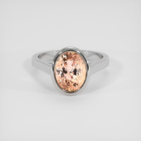 4.16 Ct. Padparadscha Sapphire Ring, 14K White Gold 1