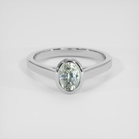 1.02 Ct. Bluish Green Sapphire Ring, 14K White Gold 1