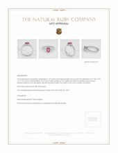 Ruby Ring 1.22 Ct., 18K White Gold Appraisal