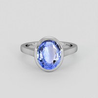 3.14 Ct. Blue Sapphire Ring, 18K White Gold 1