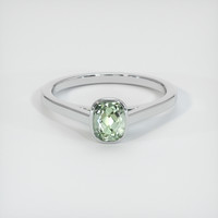 0.89 Ct. Green Sapphire Ring, 18K White Gold 1