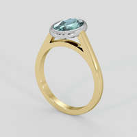 2.03 Ct. Bluish Green Sapphire Ring, 14K White & Yellow 2