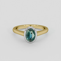 1.88 Ct. Bluish Green Sapphire Ring, 14K White & Yellow 1
