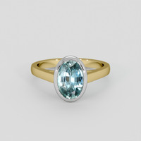 2.03 Ct. Bluish Green Sapphire Ring, 18K White & Yellow 1