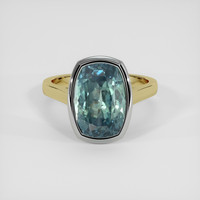 7.47 Ct. Bluish Green Sapphire Ring, 18K White & Yellow 1