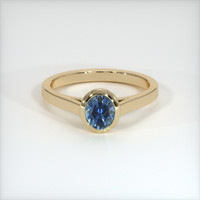 0.70 Ct. Greenish Blue Sapphire Ring, 10K Yellow Gold 1