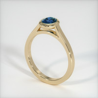 0.70 Ct. Greenish Blue Sapphire Ring, 10K Yellow Gold 2