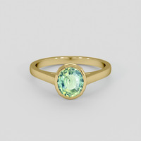 1.05 Ct. Yellowish Green Sapphire Ring, 10K Yellow Gold 1
