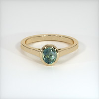 0.70 Ct. Bluish Green Sapphire Ring, 10K Yellow Gold 1