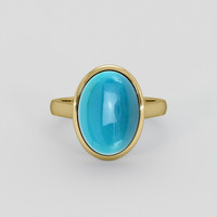 5.93 Ct. Blue Turquoise Ring, 14K Yellow Gold 1