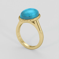5.93 Ct. Blue Turquoise Ring, 14K Yellow Gold 2