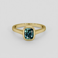 1.36 Ct. Bluish Green Sapphire Ring, 14K Yellow Gold 1