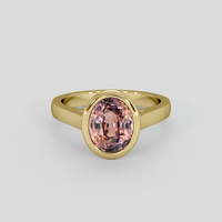 3.08 Ct. Pinkish Brown Sapphire Ring, 14K Yellow Gold 1