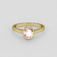 1.24 Ct. Peach Sapphire Ring, 14K Yellow Gold 1
