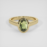 1.52 Ct. Yellowish Green Sapphire Ring, 14K Yellow Gold 1