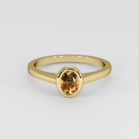 0.64 Ct. Orangish Brown Sapphire Ring, 14K Yellow Gold 1