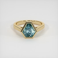 2.17 Ct. Greenish Blue Sapphire Ring, 14K Yellow Gold 1
