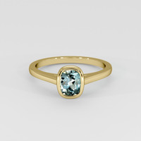 1.43 Ct. Greenish Blue Sapphire Ring, 14K Yellow Gold 1