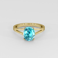 3.58 Ct. Greenish Blue Zircon Ring, 18K Yellow Gold 1