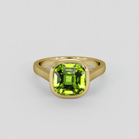 3.93 Ct. Green (Lime Green) Peridot Ring, 18K Yellow Gold 1
