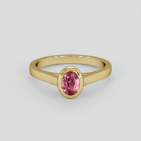 0.75 Ct. Reddish Pink Spinel Ring, 18K Yellow Gold 1