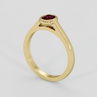 0.53 Ct. Purplish Red Ruby Ring, 18K Yellow Gold 2