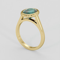 3.36 Ct. Bluish Green Sapphire Ring, 18K Yellow Gold 2