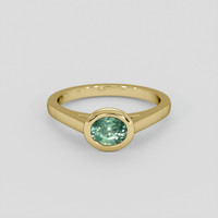 0.71 Ct. Bluish Green Sapphire Ring, 18K Yellow Gold 1
