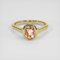 1.29 Ct. Peach Sapphire Ring, 18K Yellow Gold 1