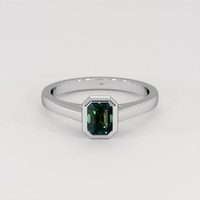 1.08 Ct. Bluish Green Sapphire Ring, Platinum 950 1