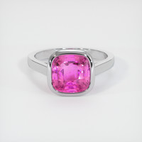 3.46 Ct. Pink Sapphire Ring, 18K White Gold 1