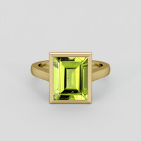 3.20 Ct. Green (Lime Green) Peridot Ring, 14K Yellow Gold 1