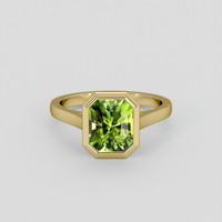 2.71 Ct. Green (Lime Green) Peridot Ring, 14K Yellow Gold 1