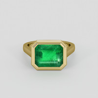 5.55 Ct. Emerald Ring, 18K Yellow Gold 1