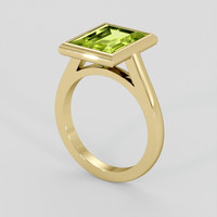 3.20 Ct. Green (Lime Green) Peridot Ring, 18K Yellow Gold 2