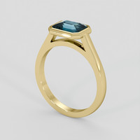 1.60 Ct. Greenish Blue Sapphire Ring, 18K Yellow Gold 2