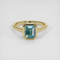1.99 Ct. Greenish Blue Sapphire Ring, 18K Yellow Gold 1