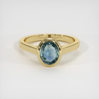 1.51 Ct. Greenish Blue Sapphire Ring, 18K Yellow Gold 1